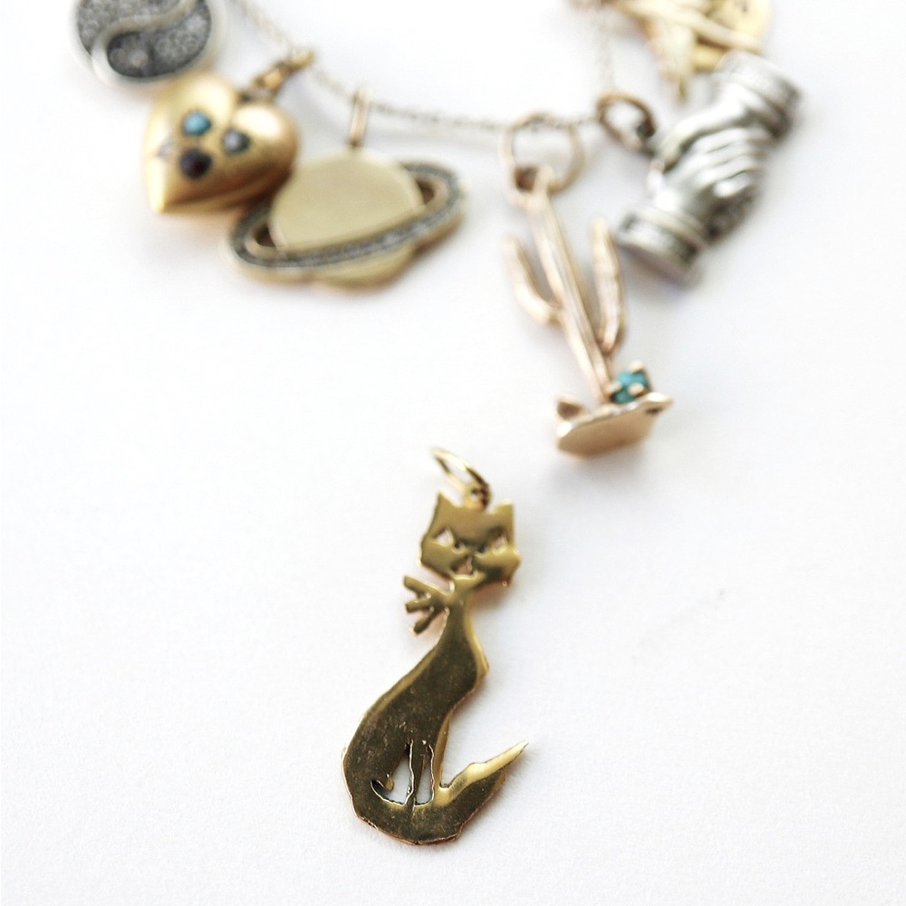 Vintage 14k Gold Cat Charm